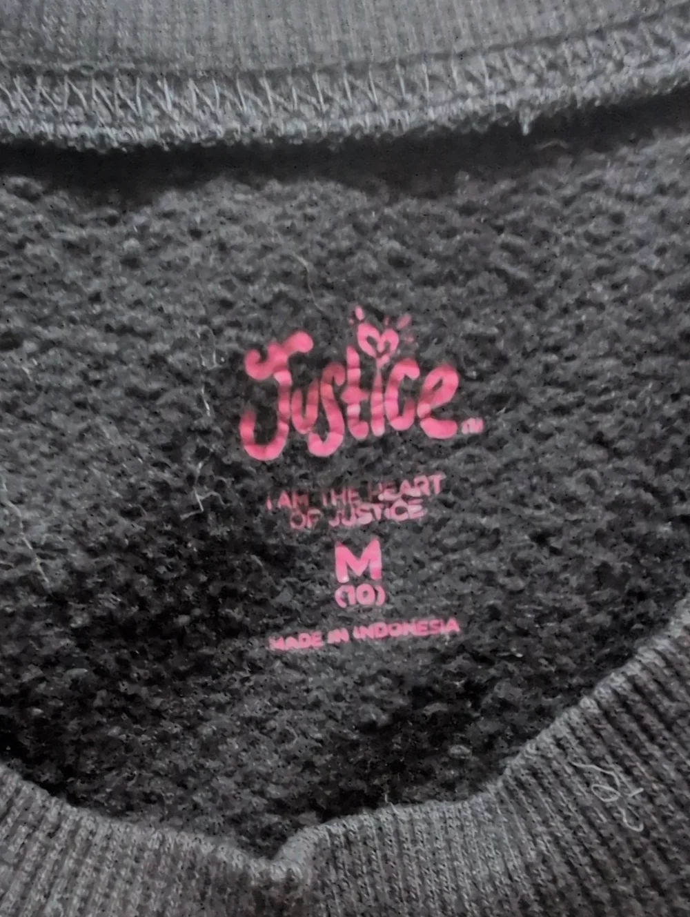 Justice Black Cropped Sweatshirt with Rainbow Heart Logo
